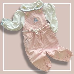 Vintage Mothercare Pink Pinstripe Overalls - 18-24m - EVC